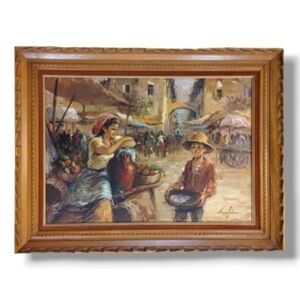 1950s Original Oil Painting Signed Nino Salvadori | Italian Scene